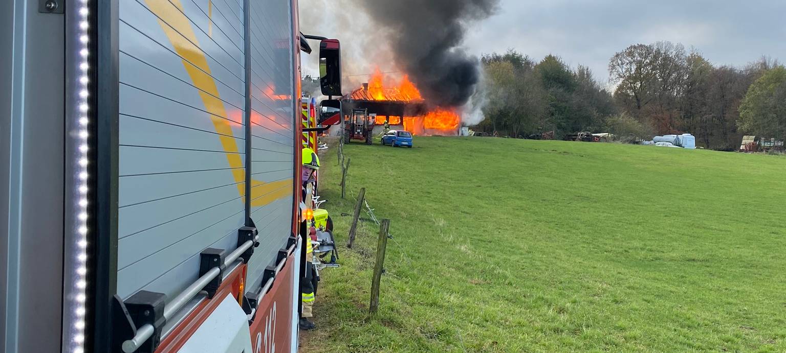 Feuer auf Bauernhof in Stolberg