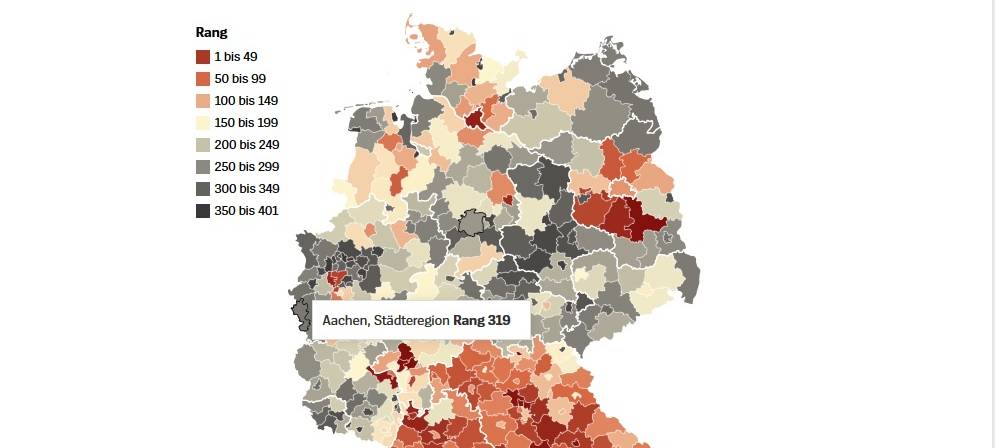 StädteRegion Aachen: Im neuen IW-Ranking weit hinten