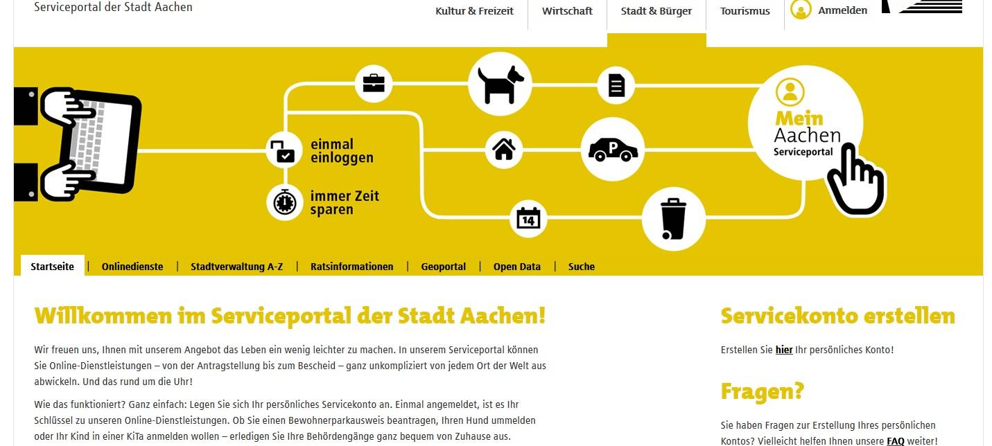Serviceportal der Stadt Aachen ist offline