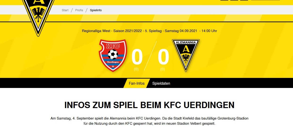 Alemannia beim KFC Uerdingen