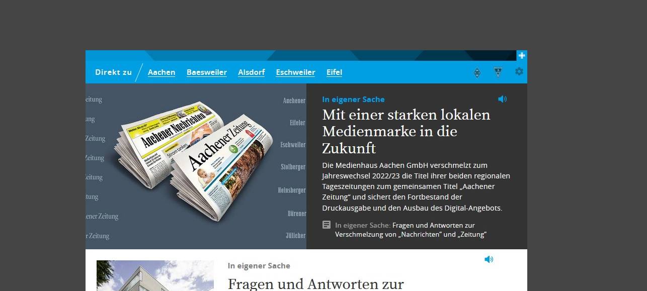 Ab 2023 nur noch "Aachener Zeitung"
