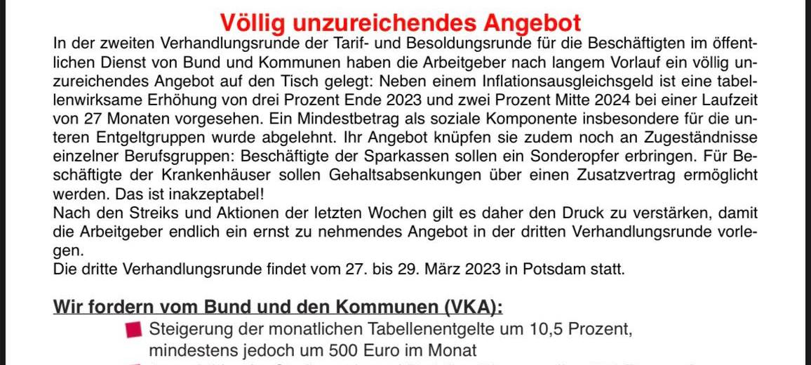 Öffentlicher Dienst: Streik an gleich drei Tagen