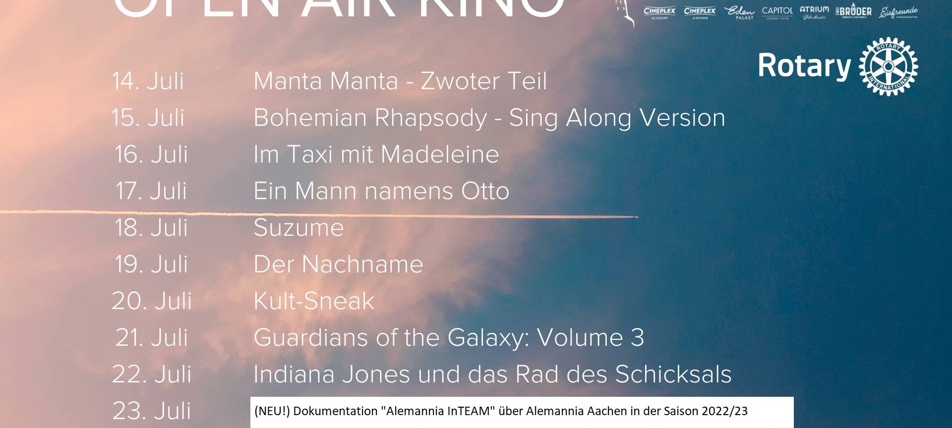 Wieder Open Air-Kino auf dem CHIO-Gelände
