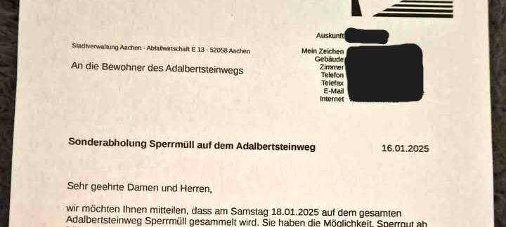 Fake: Keine Sperrmüllabholung am Samstag in Aachen