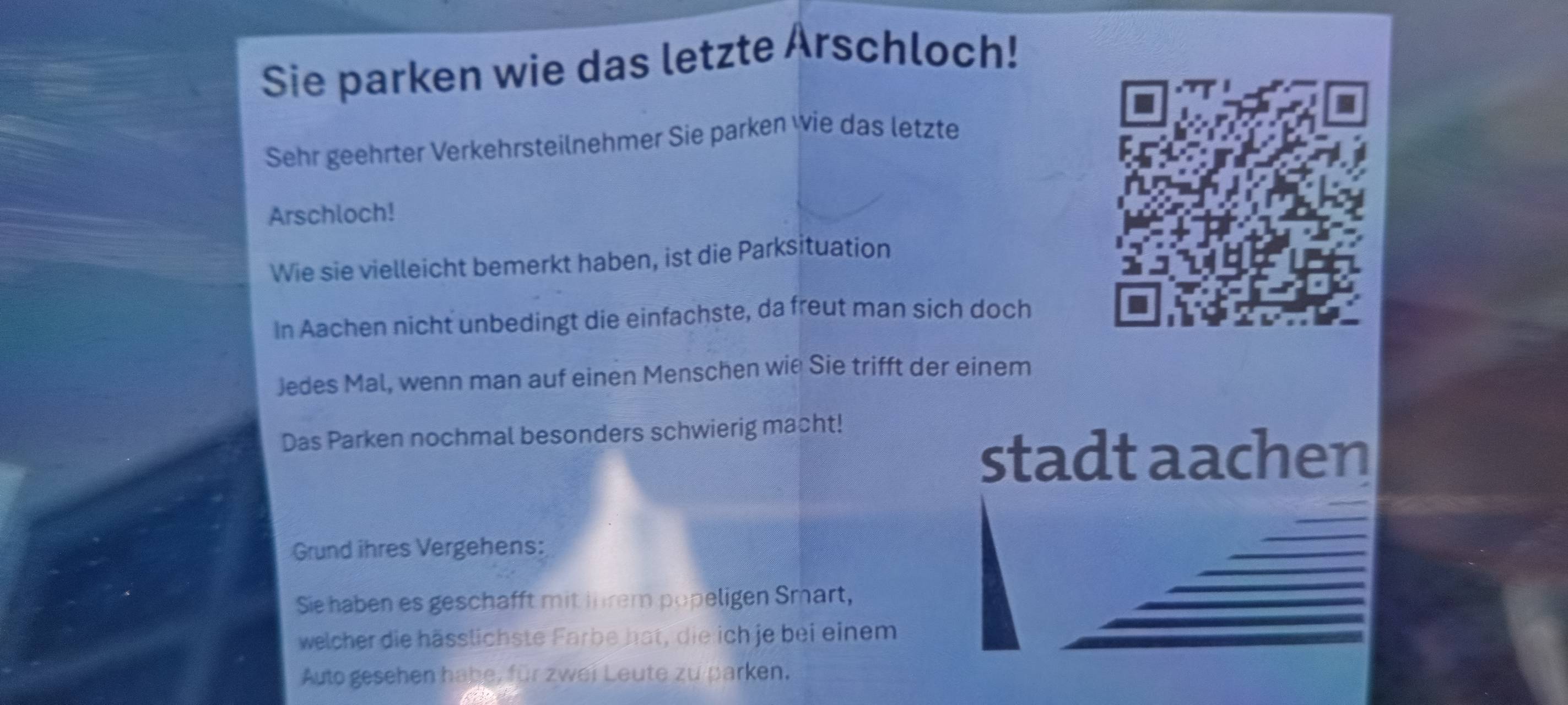 Fake-Knöllchen in Aachen unterwegs