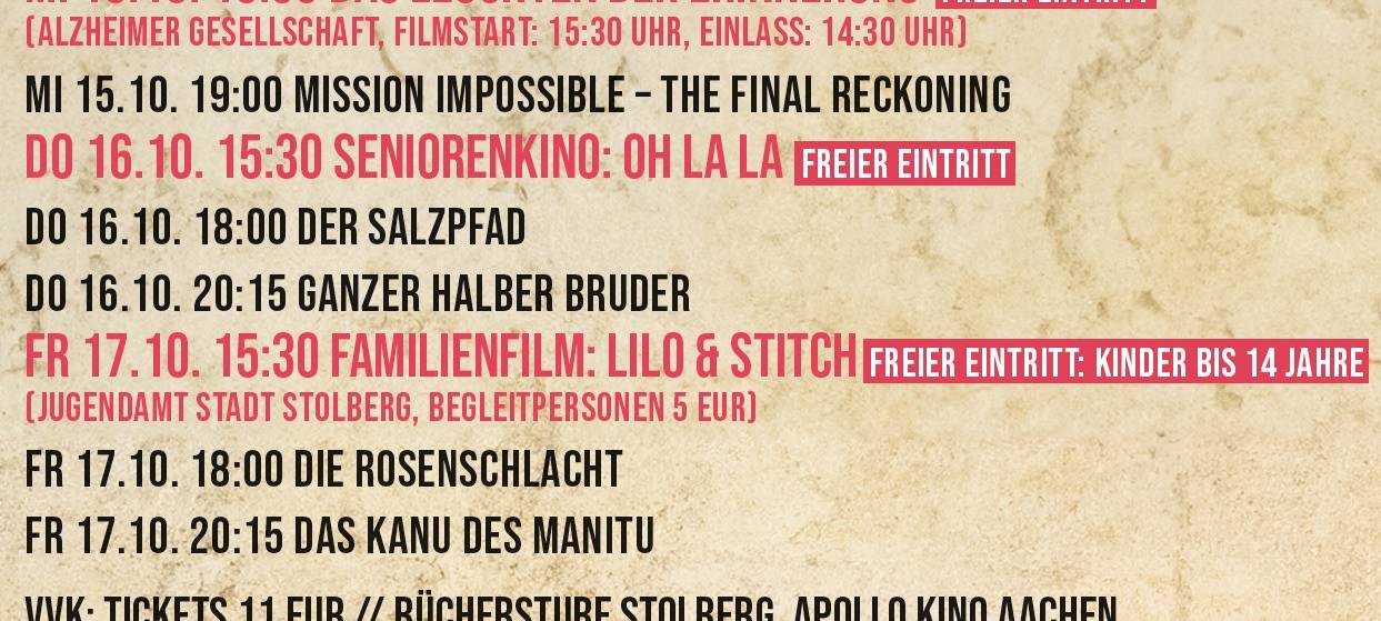 Stolberg: Kino in der Stadthalle