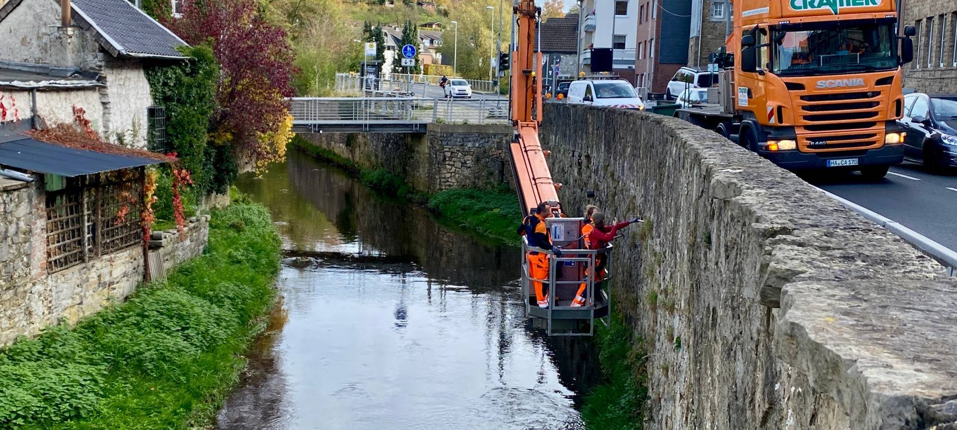 Ufermauer-Check in Kornelimünster an der Inde