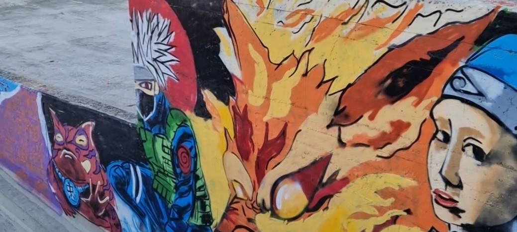 Graffiti-Kunst auf Herzogenrather Parkhausdach