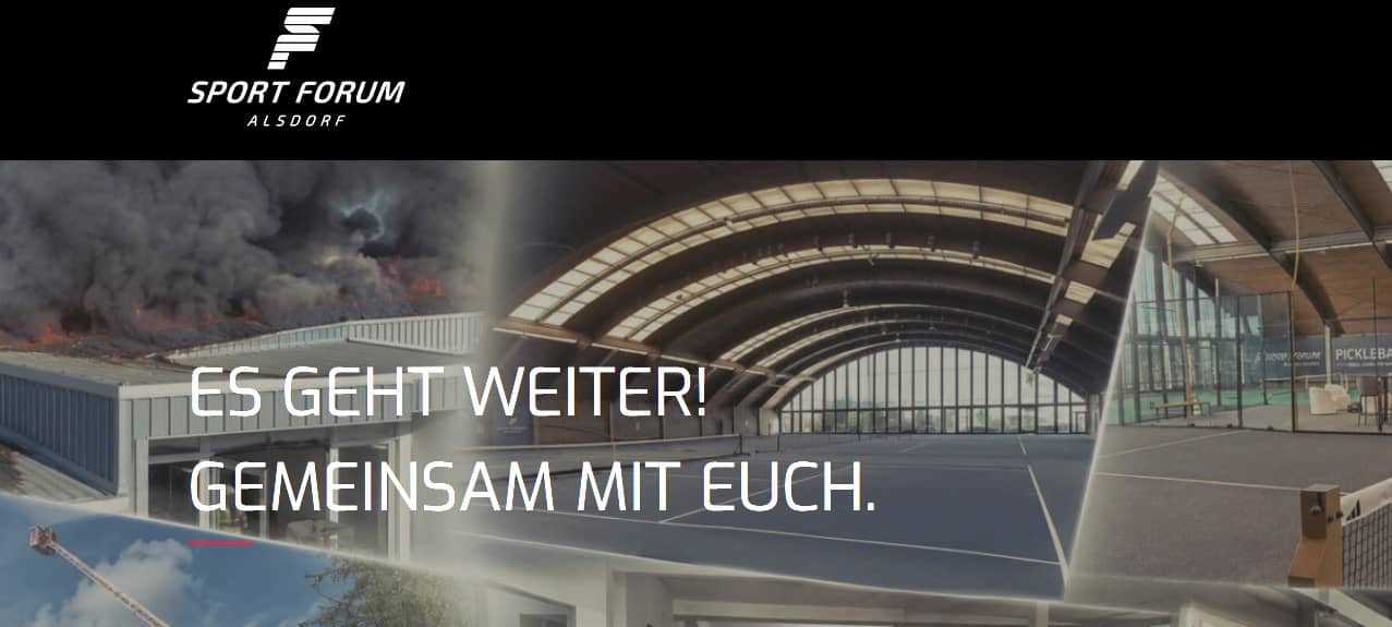 Sportforum nach dem Feuer
