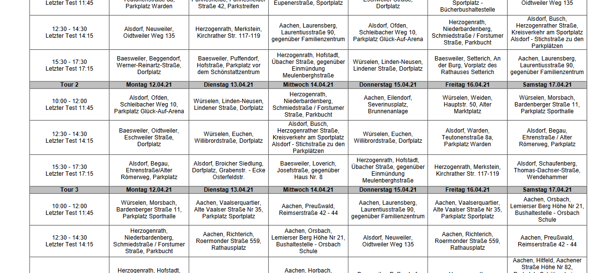 Schnelltest-Busse ab Montag