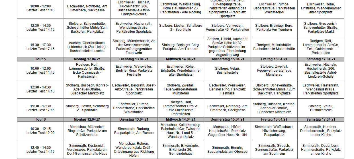 Schnelltest-Busse ab Montag