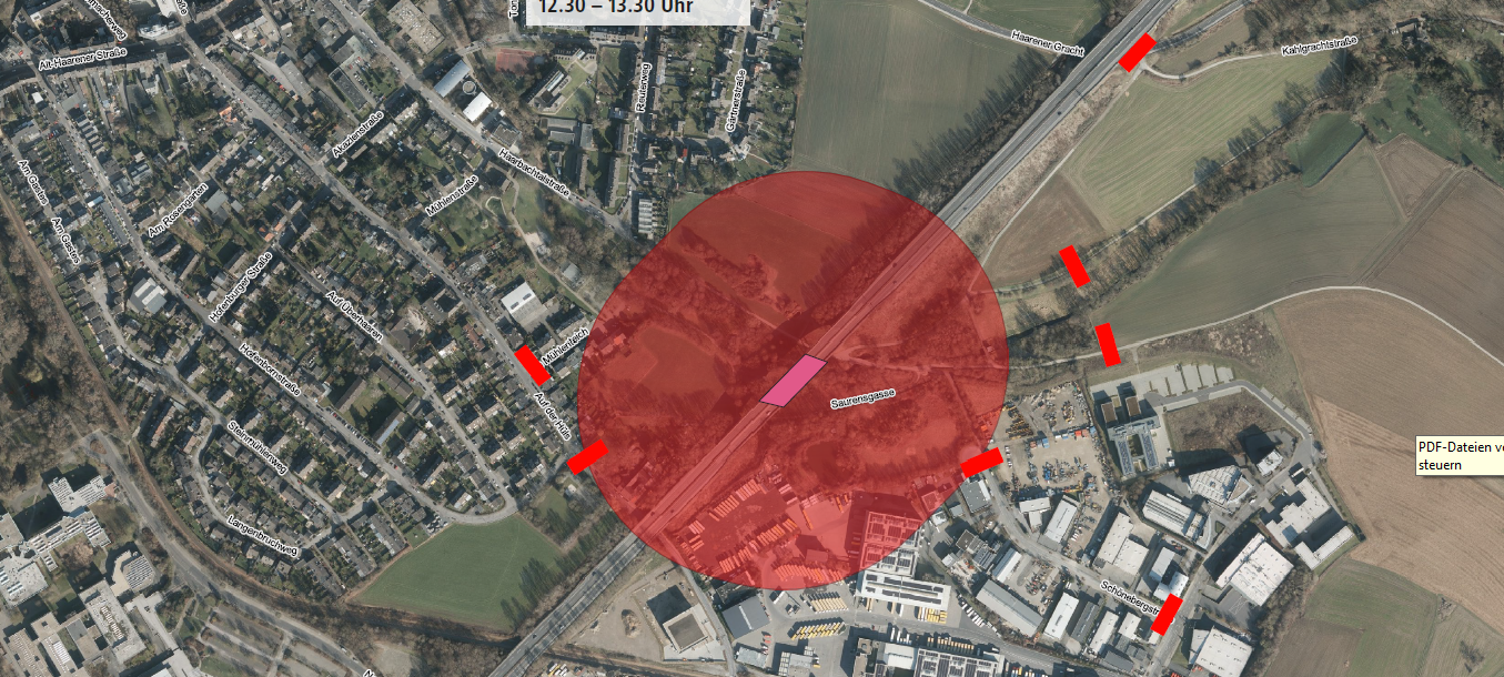 Sprengung der Haarbachtalbrücke