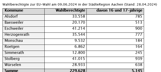 Vorbereitung zur Europawahl in der StädteRegion