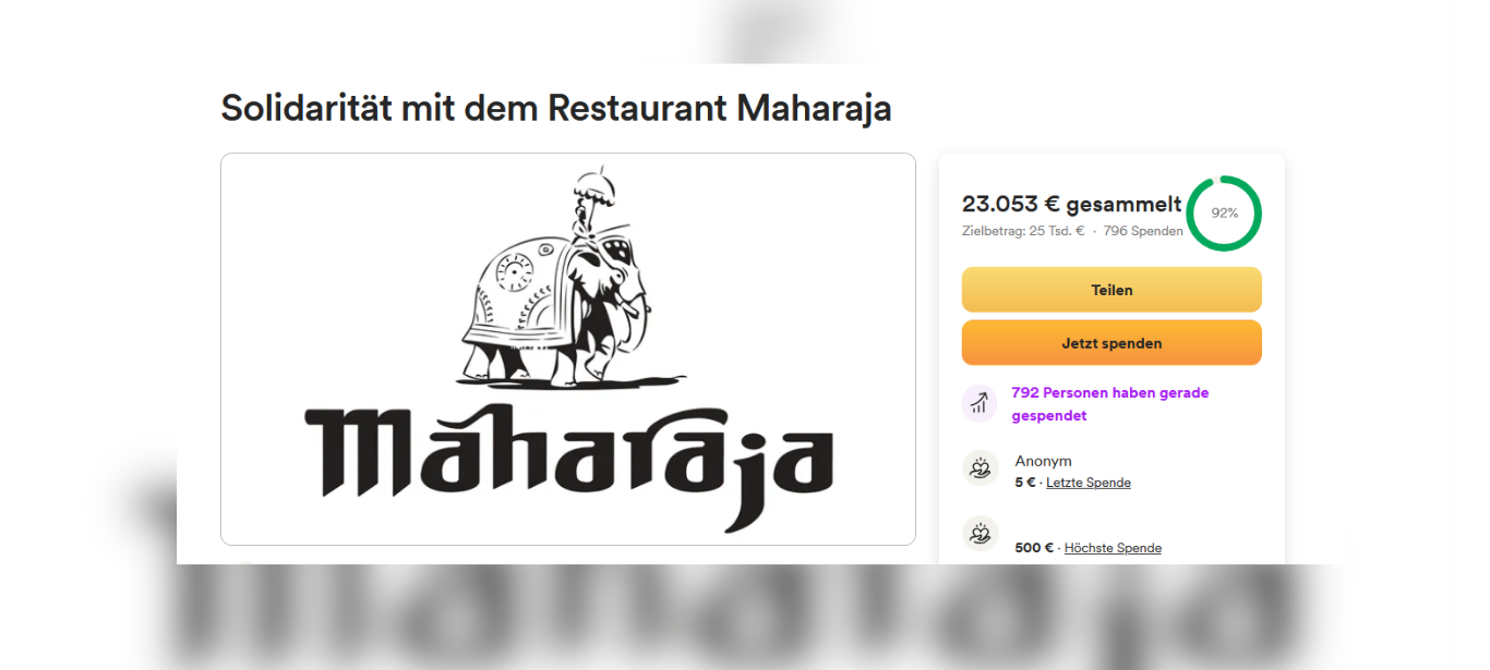 Große Unterstützung für Restaurant Maharaja